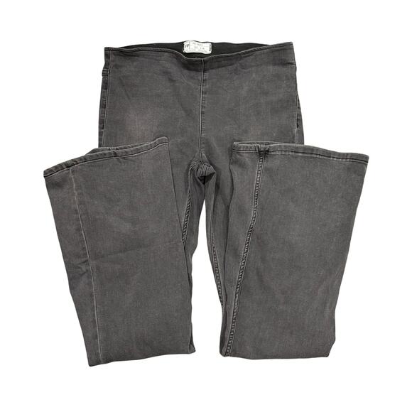Free People Denim - Free People Penny Pull On Flare Jeans Washed Black Stretch Denim W29